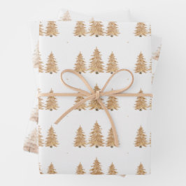 Hoja De Papel De Regalo Árbol de Navidad dorado