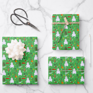 Hoja De Papel De Regalo Árbol de Navidad Muñeco de Nieve Trineo Regalos Ca