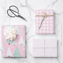 Hoja De Papel De Regalo Árbol de Navidad rosa