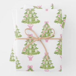 Hoja De Papel De Regalo Árbol de Navidad Rosa Mahjong