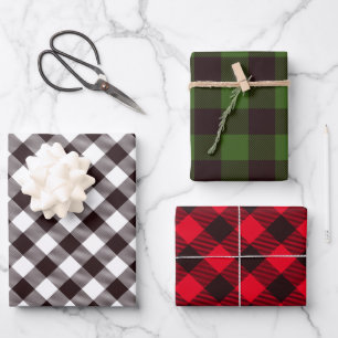 Hoja De Papel De Regalo Árbol de Navidad Rústico Lumberjack Flannel
