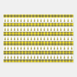 Hoja De Papel De Regalo Árbol de Navidad Tartán amarillo fresco