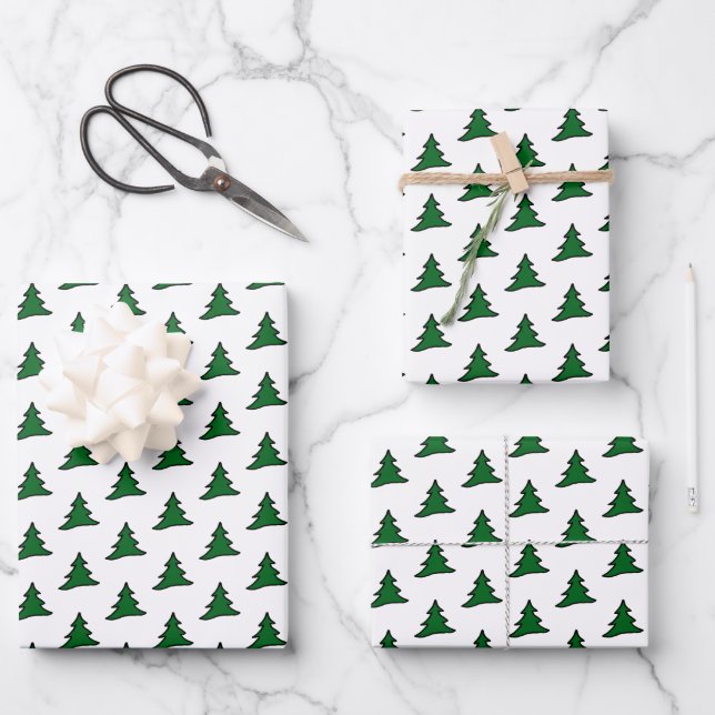 Hoja De Papel De Regalo Árbol de Navidad Verde (Anverso)