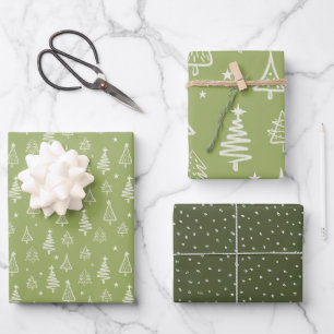 Hoja De Papel De Regalo Árbol de Navidad verde y nieve de invierno ruso