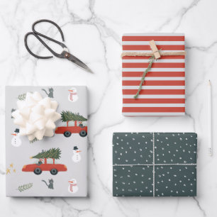 Hoja De Papel De Regalo Árbol de navidad y nieve de invierno ruso Kraft