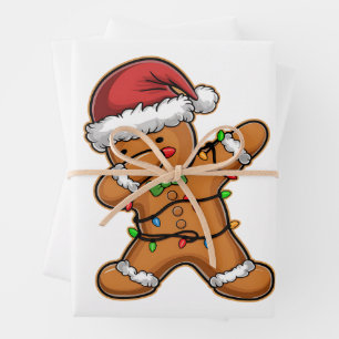 Hoja De Papel De Regalo Árbol de pan de jengibre de Navidad con luz dabbin