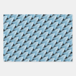 Hoja De Papel De Regalo Árbol De Pino Brillante Y Blanco De Invierno