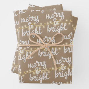Hoja De Papel De Regalo Arbol navideño de oro brillante y moro enciende Kr