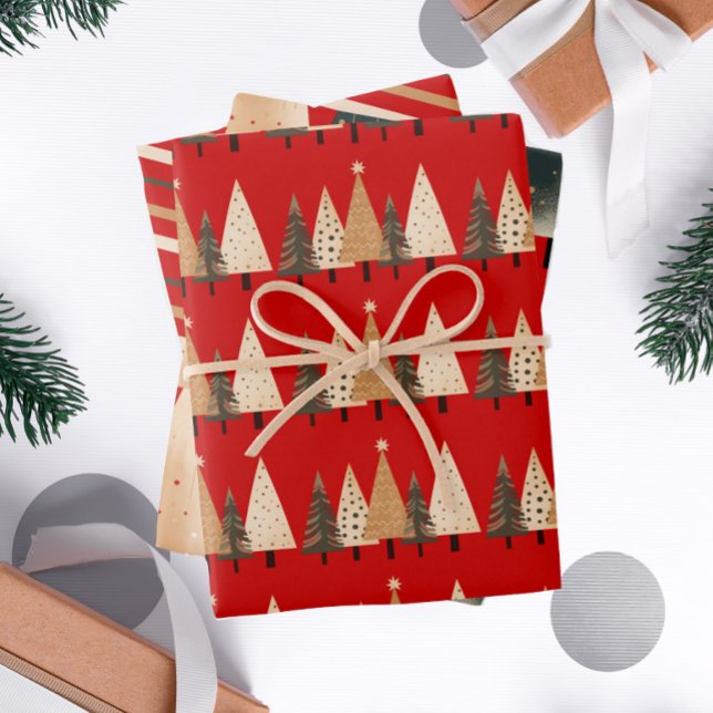 Hoja De Papel De Regalo Árbol navideño de rayas festivas (Subido por el creador)