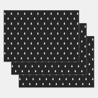 Hoja De Papel De Regalo Árbol negro y blanco de Navidad