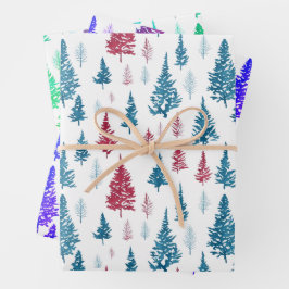 Hoja De Papel De Regalo Árbol Simple Moderno Rojo Y Verde Acuarela De Invi