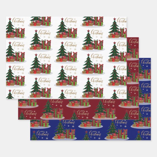 Hoja De Papel De Regalo Árbol tradicional de navidad (Set)