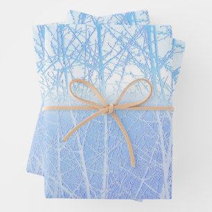 Hoja De Papel De Regalo Árboles Brumosos Helados Baby Azul