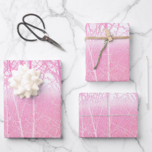 Hoja De Papel De Regalo Árboles brumosos helados en melocotón y rosa