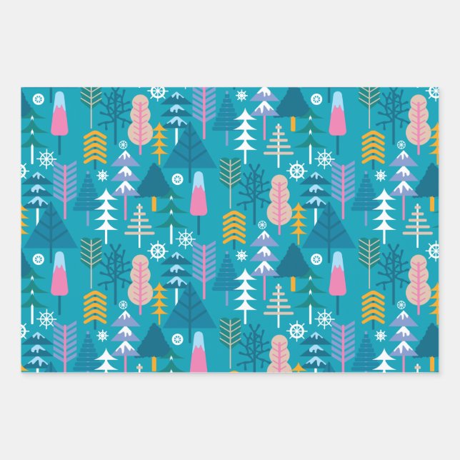 Hoja De Papel De Regalo Árboles de invierno (Anverso)