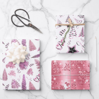 Hoja De Papel De Regalo Árboles de Moda de Navidades rosados