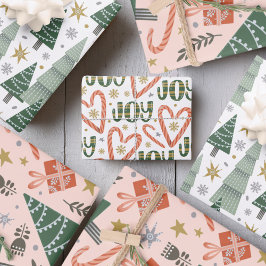 Hoja De Papel De Regalo Árboles de Navidad, caramelos y regalos