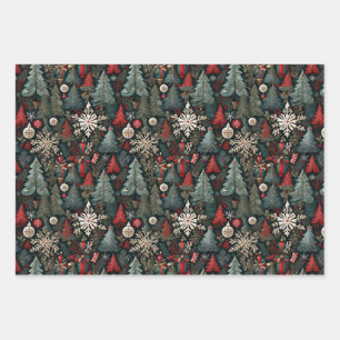 Hoja De Papel De Regalo Árboles de Navidad, casas de Candyland, juegos de 