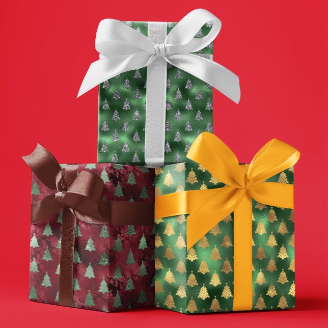 Hoja De Papel De Regalo Árboles de Navidad con brillo metálico de lámina g (Subido por el creador)