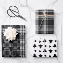 Hoja De Papel De Regalo Árboles de Navidad Cuadro Negro