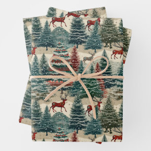 Hoja De Papel De Regalo Árboles de Navidad de época