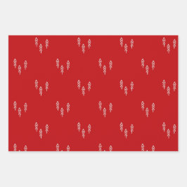 Hoja De Papel De Regalo Árboles de Navidad en azul rojo y blanco