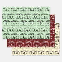 HOJA DE PAPEL DE REGALO ÁRBOLES DE NAVIDAD FRESCOS DE GRANJA