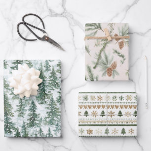 Hoja De Papel De Regalo Árboles de Navidad nevados