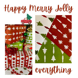 Hoja De Papel De Regalo Árboles de Navidad Rojo Blanco Verde 3