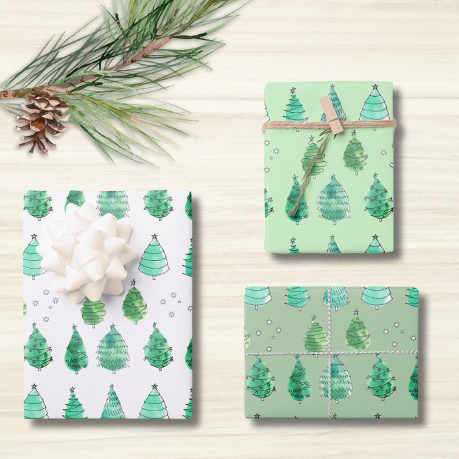 Hoja De Papel De Regalo Árboles de Navidad Verde (Subido por el creador)