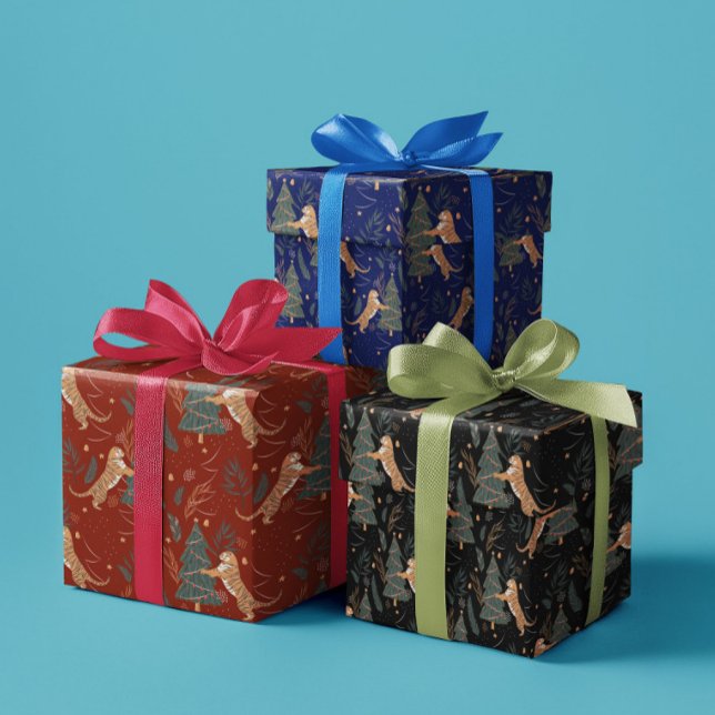 Hoja De Papel De Regalo Árboles de Navidad y antecedentes de patrón de tig (Subido por el creador)