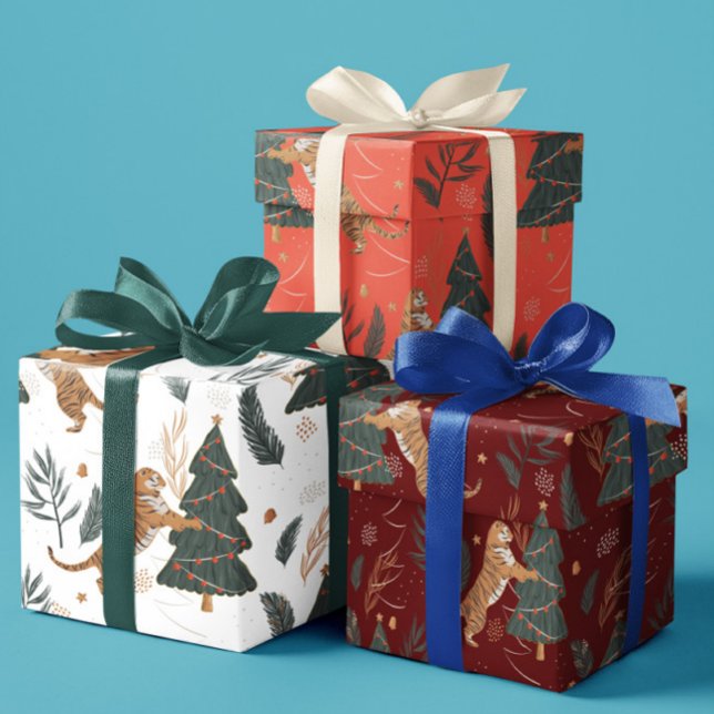 Hoja De Papel De Regalo Árboles de Navidad y antecedentes de patrón de tig (Subido por el creador)