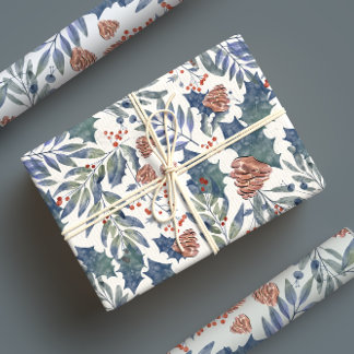 Hoja De Papel De Regalo Árboles de pinos botánicos del bosque de invierno 