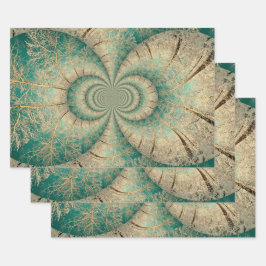 Hoja De Papel De Regalo Árboles forestales Green Brown Winter Woodland