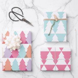 Hoja De Papel De Regalo Árboles navideños brillantes modernos