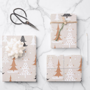 Hoja De Papel De Regalo Árboles navideños lindos del Boho rosa festivo