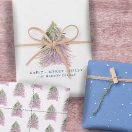 Hoja De Papel De Regalo Árboles rosados Navidad vacaciones acuarela