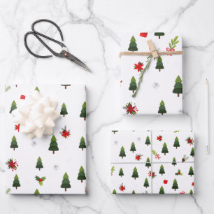 Hoja De Papel De Regalo Árboles y arcos de Navidad