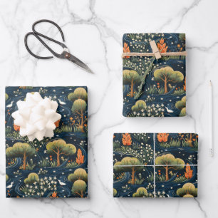 Hoja De Papel De Regalo Árboles y patos