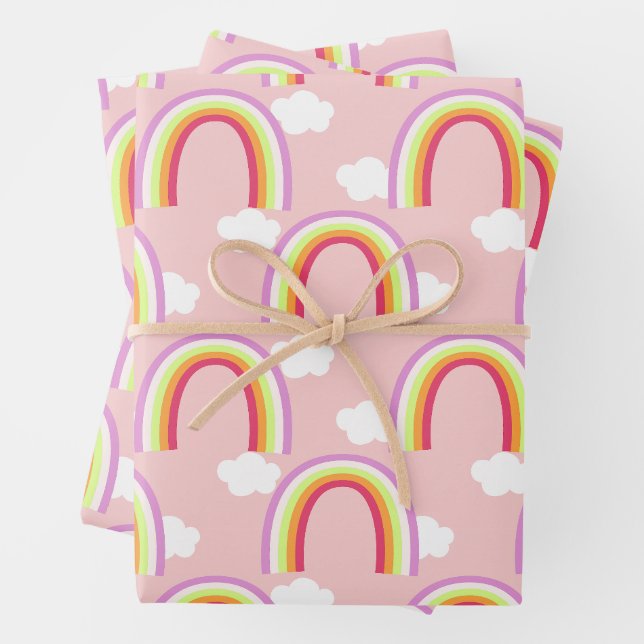 Hoja De Papel De Regalo Arcoíris con Nube Rosa (In situ)