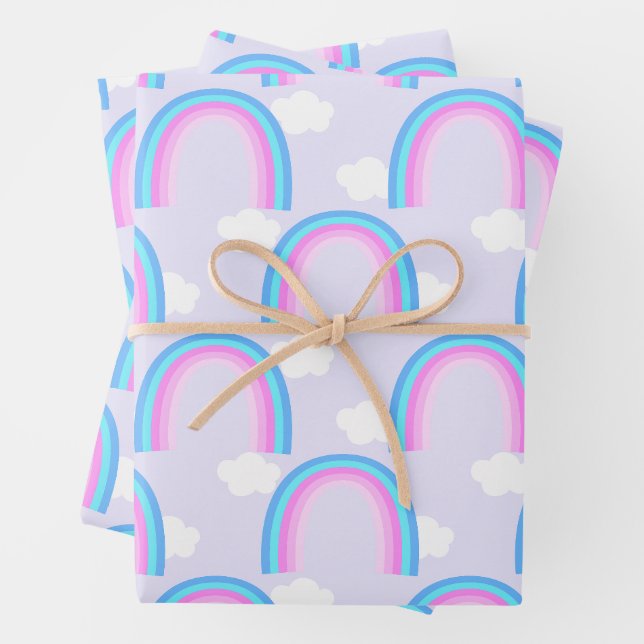 Hoja De Papel De Regalo Arcoíris con Nube Rosa Claro (In situ)