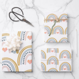 Hoja De Papel De Regalo Arcoiris de color de agua de Boho