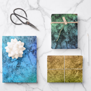 Hoja De Papel De Regalo Arcoíris verde azul texturizado acuarela