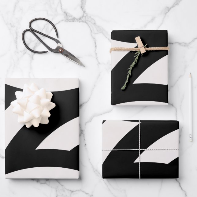 Hoja De Papel De Regalo Arcos abstractos retro vintage Líneas de arco negr (Anverso)