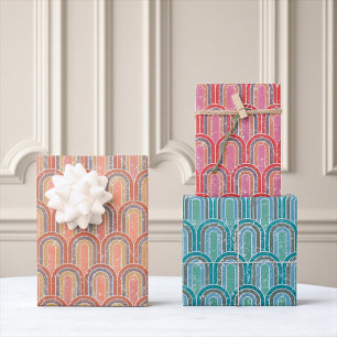 Hoja De Papel De Regalo Arcos Art Deco   Retro geométrico