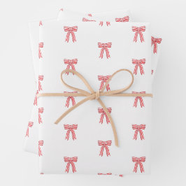 Hoja De Papel De Regalo Arcos de satén rojos y blancos con banda de caña d