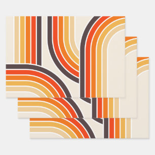 Hoja De Papel De Regalo Arcos y líneas retro coloridos