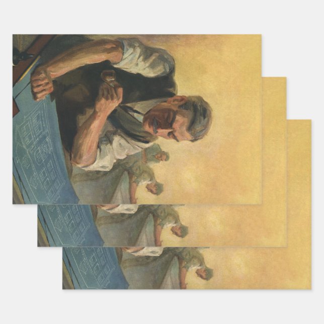 Hoja De Papel De Regalo Arquitecto de negocios de época y programas de con (Set)