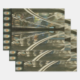 Hoja De Papel De Regalo Arquitectura Vintage de Nueva York, Puente de Broo