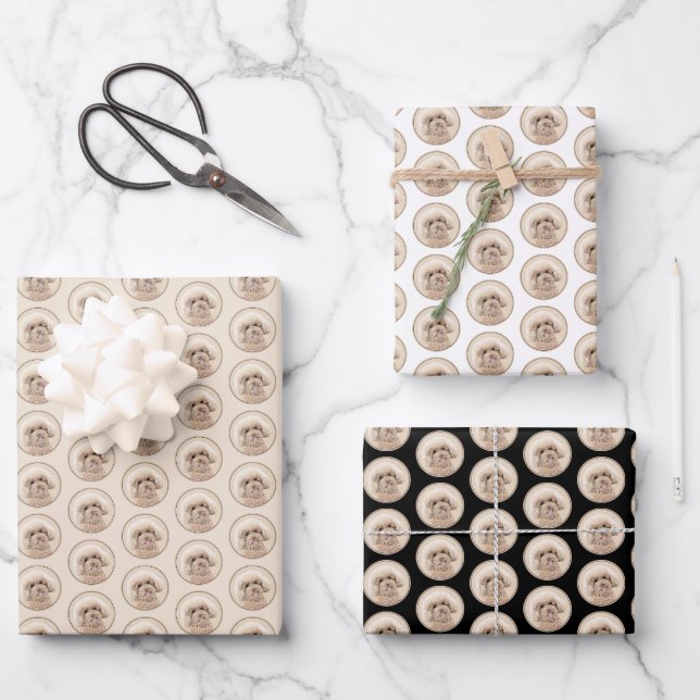 Hoja De Papel De Regalo Arroz de juguete en miniatura de perro crema marró (Anverso)